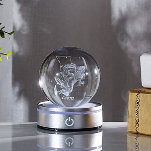 <span class=keywords><strong>Honor</strong></span> Of Crystal Sistema Solar personalizado Led luz de noche constelación del zodiaco esfera 3D bola decorativa de cristal - Product Image 6