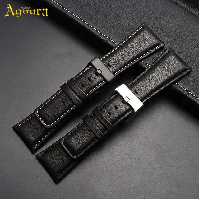 Correa de reloj suave de cuero correa de reloj de cuero genuino negro precio de fábrica de lujo reloj de pulsera correa de cuero que hace la máquina 30g