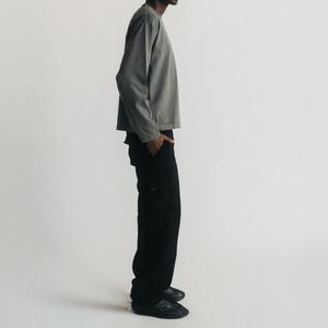 Camiseta de Cuello Redondo 100% Algodón para Hombre, Unisex, Doble Capa, Secado Rápido, Transpirable, Color Gris Sólido, Manga Larga - Product Image 3