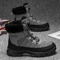 Bottes d'hiver chaudes pour hommes, doublées polaire, montantes, en coton épais, respirantes, tendance, pour jeunes hommes