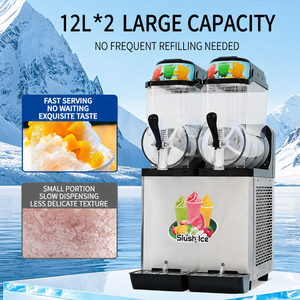 Machine à slush professionnelle en acier inoxydable à double réservoir, machine automatique à boissons glacées, 2 x 12 L, équipement pour jus et smoothies - Product Image 2