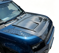 Cache de capot moteur avant en carbone mou avec conduit d'air pour Land Rover Defender 90 110 130 2019+ Composant de carrosserie tout-terrain