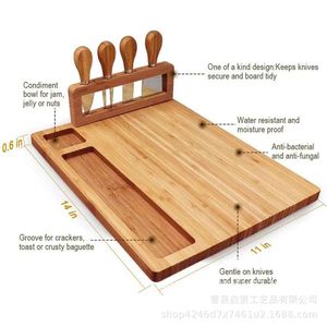 Bamboo Cutting Board With <b>Knife</b> Holder Set Rectangle Wooden Multifunction Cheese Fruit <b>Bread</b> Chopping Block Desktop Use - Product Image 4