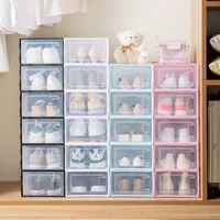 Boîtes de rangement pour chaussures en plastique transparent empilables, boîtes de présentation pour chaussures, boîtes à chaussures économiseuses d'espace, grandes boîtes de rangement pour chaussures pour placard