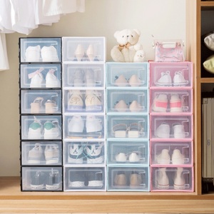 Caixas Organizadoras de Tênis Empilháveis de Plástico Transparente, Economizadoras de Espaço, Grandes Caixas de Armazenamento para Armário - Product Image 6