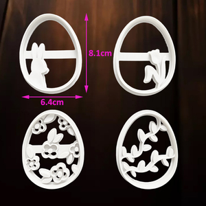 Lot de 4 emporte-pièces pour œufs de Pâques moulés par injection de qualité alimentaire, moules à <span class=keywords><strong>biscuits</strong></span> en relief pour la pâtisserie, motifs personnalisables - Product Image 5