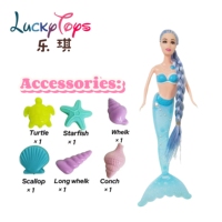 Vente en gros de poupées sirènes en PVC de 11 pouces, rouge et bleu, princesse lumineuse, jouet de mode, cadeau pour filles