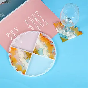 P0863 DIY Irregular wave silicon resin mold coaster cup pads coaster silicone mold for Resin