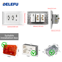 Prise murale standard brésilienne DELEFU 118, multifonction, avec prise USB Type C et interrupteur tactile pour maison intelligente