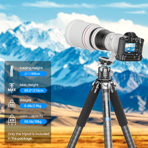 Trípode de Fibra de Carbono WEYLLAN GX9, Trípode Resistente, Trípode Profesional para Cámara, Monopié con Tubo de 40 mm para Lentes Teleobjetivo, Carga de 40 kg, L97 - Product Image 3