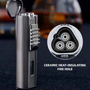 Encendedor de Cigarrillos JH Sin Logotipo, Elegante con Punzón, Fácil de Transportar, <span class=keywords><strong>Triple</strong></span> Llama, Estilo Vintage - Product Image 4