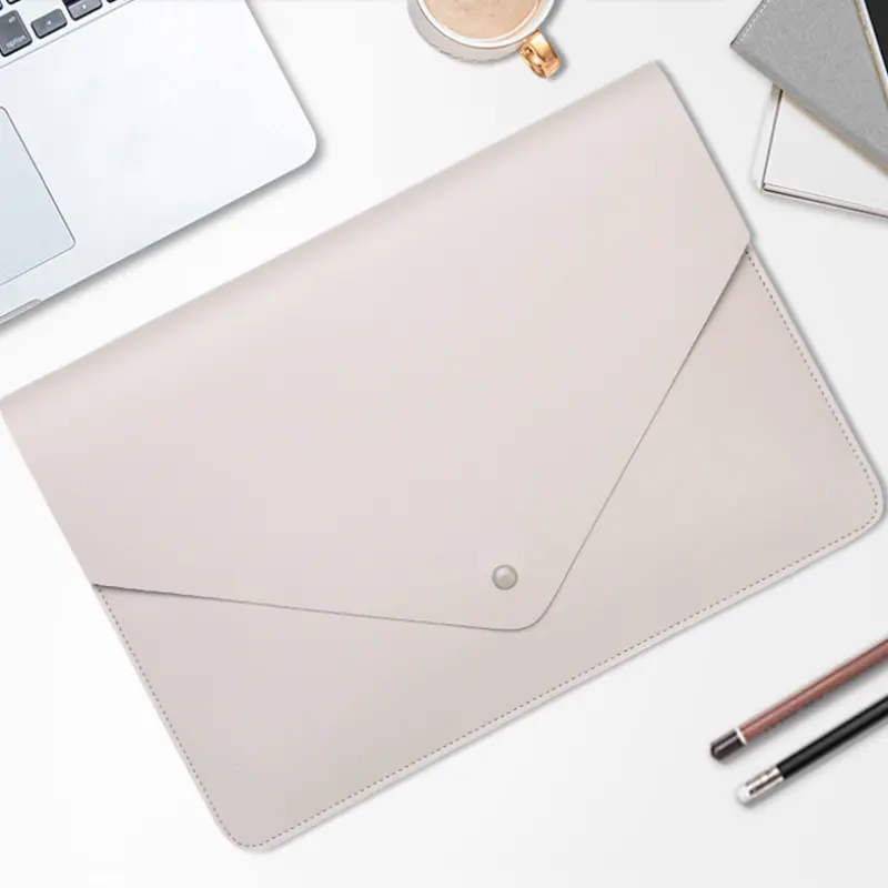 PU Leather Slim Waterproof Laptop Sleeve with Pockets Portable Laptop Case Envelope Bag for Macbook