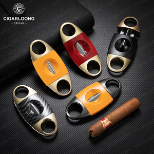CISEAUX À CIGARES PORTABLES CIGARLOONG, CISEAUX À CIGARES DE POCKET CUBAINS, DOUBLE TRANCHE, ALLIAGE DE ZINC, ACIER INOXYDABLE, FORME EN V, LOGO PERSONNALISÉ, BOÎTE CADEAU - Product Image 4