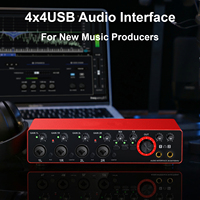 Microphone d'enregistrement en studio OEM d'usine, interface audio externe USB 24 bits 192 kHz, carte son 4 entrées/sorties pour enregistrement en direct