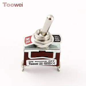 Toowei Rojo Negro Auto-reinicio (ON)-OFF Interruptor de palanca SPDT latón para helicóptero con terminal de tornillo 10A 250VAC