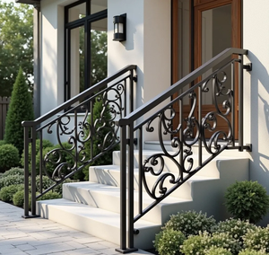 Clôture décorative vintage en fer forgé, balustrade de parc paysager, revêtement anti-rouille par poudrage, tailles sur mesure pour extérieur, hôtel, villa - Product Image 3
