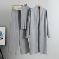 Ensemble de tricot élégant 3 pièces pour femmes MANNI en gros : cardigan, châle, pantalon large