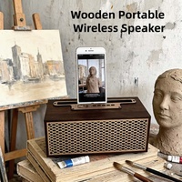 Altavoz Inalámbrico Portátil con Diseño Retro de Madera, Bajos Potentes, Radio FM, Soporte para Tarjeta TF, Soporte para Teléfono, Larga Duración, Altavoz de 8W