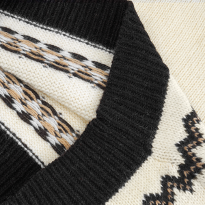 AiNear Vente en gros de logo personnalisé Oem & Odm Pull à manches longues et col rond style norvégien en jacquard en laine pour hommes - Product Image 4