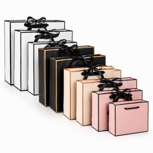 Sacchetto Regalo di Lusso in Cartone Personalizzato con Logo e Manici in Nastro di Raso per Abbigliamento, Scarpe, Profumi e Imballaggio per lo Shopping - Product Image 1