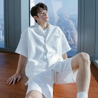 Nouveau blanc noir chemises Shorts ensemble été survêtement homme vêtements mode coréenne Streetwear Shopping fête marque tendance hommes costume