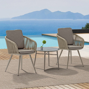 Set Moderno di Tavolo e Sedie Pieghevoli in Alluminio a Tre Pezzi con Cuscini per <span class=keywords><strong>Balcone</strong></span> Esterno di Hotel - Product Image 5