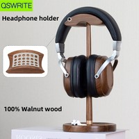 Support pour casque QSWRITE HD-001 en noyer de haute qualité, style minimaliste, support et rangement pour casque en bois massif