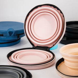 Ciotola in Silicone per animali domestici portatile pieghevole ciotola per cani per cibo e acqua pieghevole da viaggio doppio cane ciotola - Product Image 2