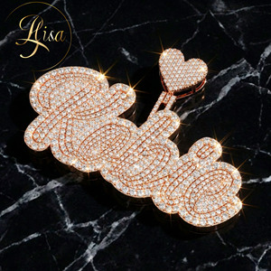 Colgante de letra inicial con diamante Moissanita VVS que pasa la prueba del diamante, estilo Hip Hop para hombre, con incrustaciones de diamantes baguette, joyería - Product Image 1