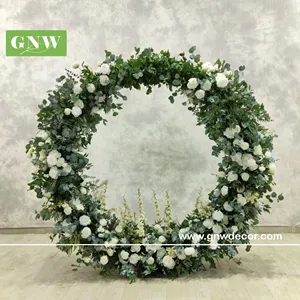 GNW-Corona de árbol de Navidad grande, arco de flores blancas para decoración de fondo de boda