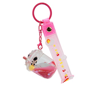 Gran Promoción Llavero <span class=keywords><strong>de</strong></span> Acrílico con Líquido Flotante <span class=keywords><strong>de</strong></span> Burbujas, Diseño <span class=keywords><strong>de</strong></span> Osito y Taza <span class=keywords><strong>de</strong></span> Té con Leche, Artesanal - Product Image 1