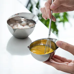 SHIM OYAMA Hutform Mini Kit Vorbereitete Gerichte Gebürstete Edelstahl Suppe Rühr schüsseln mit Ausguss und Griff