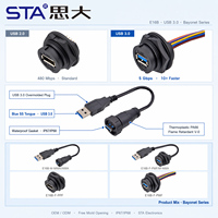 Waterproof Outdoor IP67/IP68 Brass Contact USB 2.0 Panel Mount Socket Coupler