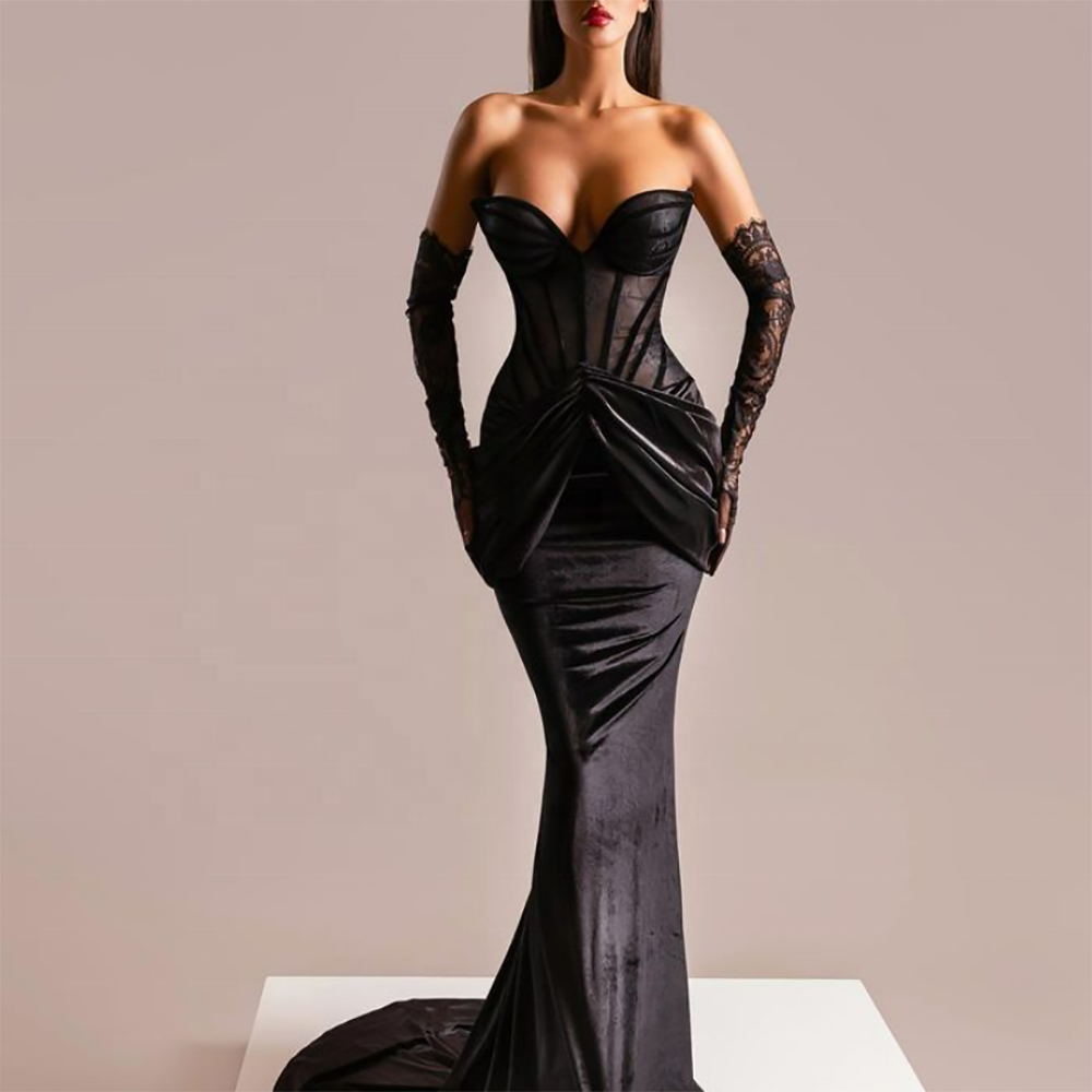 black sequin dress long sleeve AMANI Long Sleeve Sequin Gown