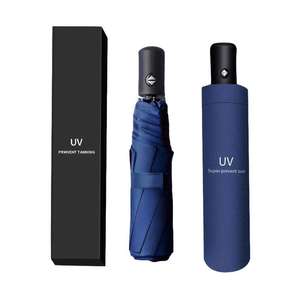 Custom Box High Quality OEM Fully Automatic Umbrella with UV & Wind Protection Manual Plastic Handle Logo Printing