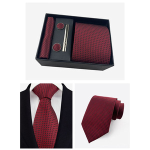 Classic Stripe <strong>Men</strong> Ties and Hanky Set Custom <strong>Neckties</strong> With Pocket Squares Tie Clip Pocket Square and Cufflink Set in Gift Box - Product Image 5