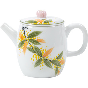 Guanlan Hand Painted Osmanthus Teapot Porcelain Round With Lid Kung Fu <b>Tea</b> <b>Set</b> Single <b>Tea</b> Infuser Filter Afternoon <b>Tea</b> - Product Image 5