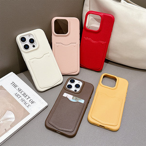 For Apple leather textured <b>card</b> slot phone case compatible with for iPhone 16 Pro Max, luxury high-end <b>card</b> <b>wallet</b> phone case - Product Image 1