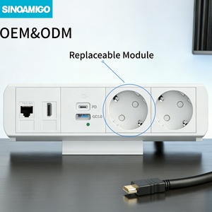 Bloc multiprise SINOAMIGO à fixation sur bureau avec ports USB et prises EU/UK/Schuko pour le bureau - Product Image 1