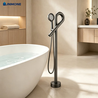 Robinet mélangeur de baignoire en laiton, sur pied, pour eau chaude et froide, avec douchette à main, pour salle de bain moderne