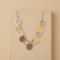 Vente directe usine – Ensemble collier et boucles d'oreilles en acier inoxydable 316L avec pendentif rond plaqué or PVD 18 carats, étanche
