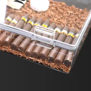 Оптовая продажа, Высококачественная коробка для сигар, аксессуары для сигар, Роскошный прозрачный хьюмидор для сигар с подносом из кедра