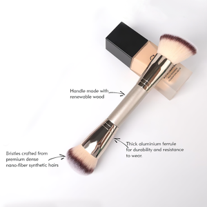 <span class=keywords><strong>Brocha</strong></span> de Maquillaje de Doble Punta <span class=keywords><strong>para</strong></span> Base y Corrector, <span class=keywords><strong>para</strong></span> Iluminar, Disimular y Contornear Grandes Áreas, con Mango de Madera - Product Image 2
