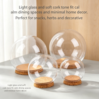 Dôme de présentation en verre de haute qualité TS avec base en liège, surface transparente estampillée or pour la décoration