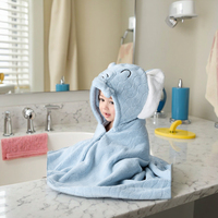 Customizable Kids Bath Towels Quick-Dry Coral Fleece Square Hooded Cloak Robe Set Machine Wash Animal Print Cute Bathroom Use