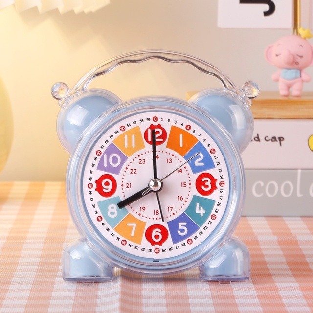 Early Education Battery Powered Plastic Alarm Clock for Students Boys Girls Bedside Dormitory Use Big Bell Sound Modern Design