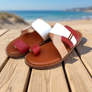 รองเท้าแตะหนังสำหรับผู้ชาย,รองเท้าแตะอาหรับแฮนด์เมดรองเท้า Flip Flops Gulf Shoes ใหม่ลำลอง - Product Image 3