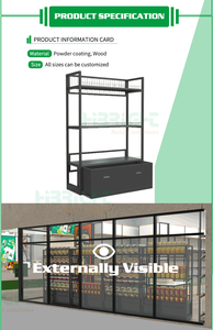 Highbright Multi-tier Beverage Display Rack with Slanted Shelves, Mesh Top Guard and Bottom <b>Drawer</b> Base for Supermarket - Product Image 5