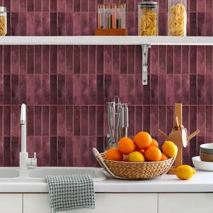 2025 nuovo colore rosso Peel and Stick piastrelle da cucina 3D decorazione di piastrelle da parete adesivi murali - Product Image 2