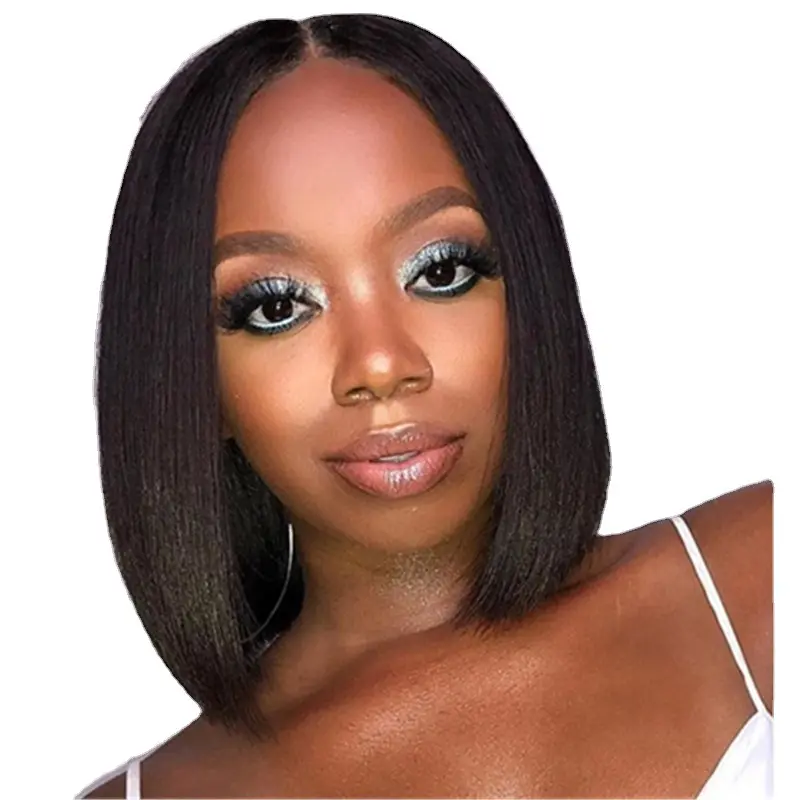 Wish Amazon Hot Daily Party Middle Part Synthetic Wigs Black Short Straight Bob Hair Wigs 99J Short Cosplay Wig Human Hair